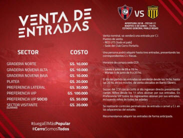 Costo de entradas ante Guaraní